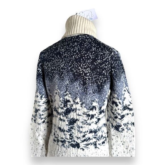 Pulltonic Womens Sweater Sz S Wolf Blue Eyes Cream Trim NEW Cashmere - Picture 4 of 9